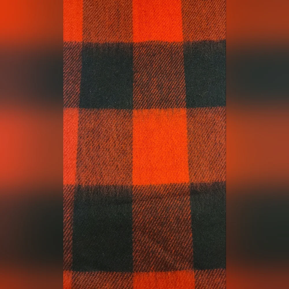 Vintage Acrylic Made In Japan Scarf Red Black Buffalo Plaid